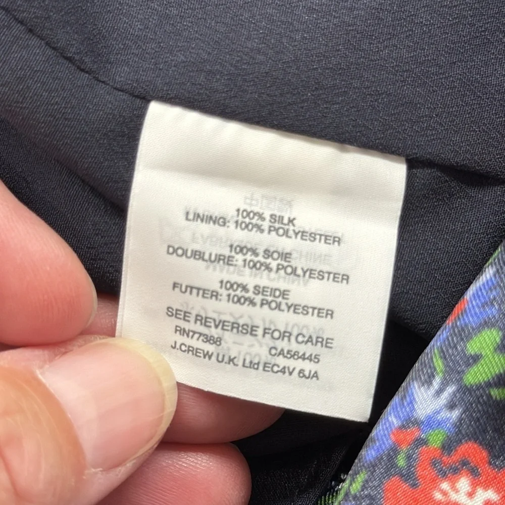 J. Crew Silk Blue Multi Color Floral Tiered Sleeveless Midi Dress Size 6